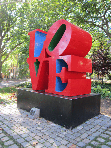 Robert Indiana's small LOVE statue on PENN campus mini-love-statue.gif