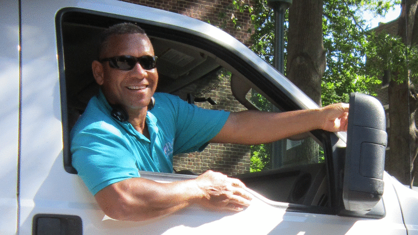A guy sitting in a Penn grounds truck penn-truck-guy.gif